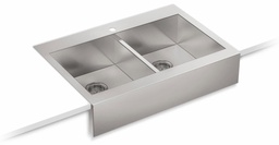 [2963120] Vault 35-3/4" 1-Hole 2 Bowl Drop-In Farmhouse Kitchen Sink